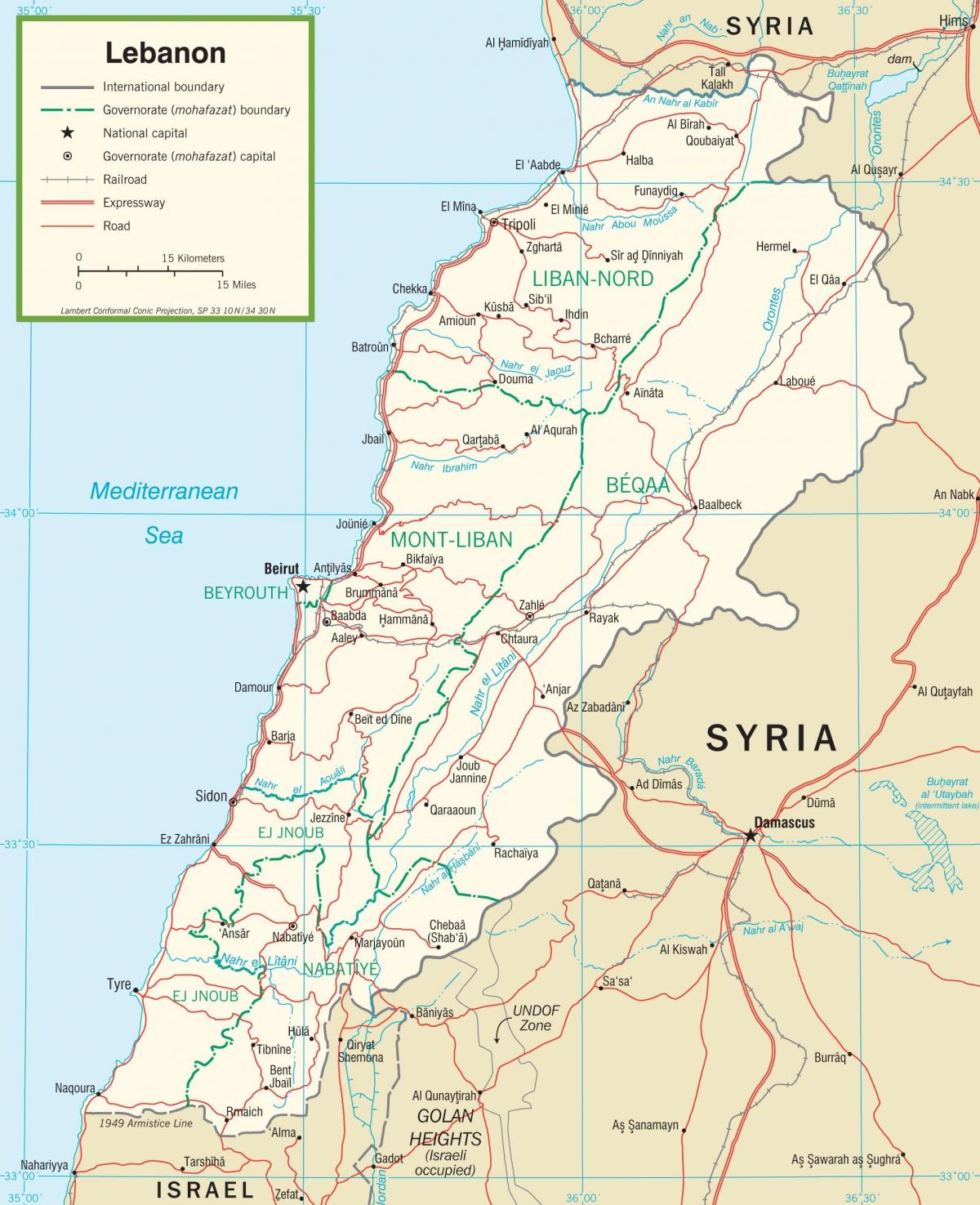 Ліван дорогах карті