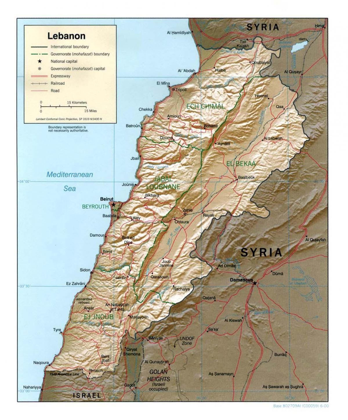 карта топографічна Лівану