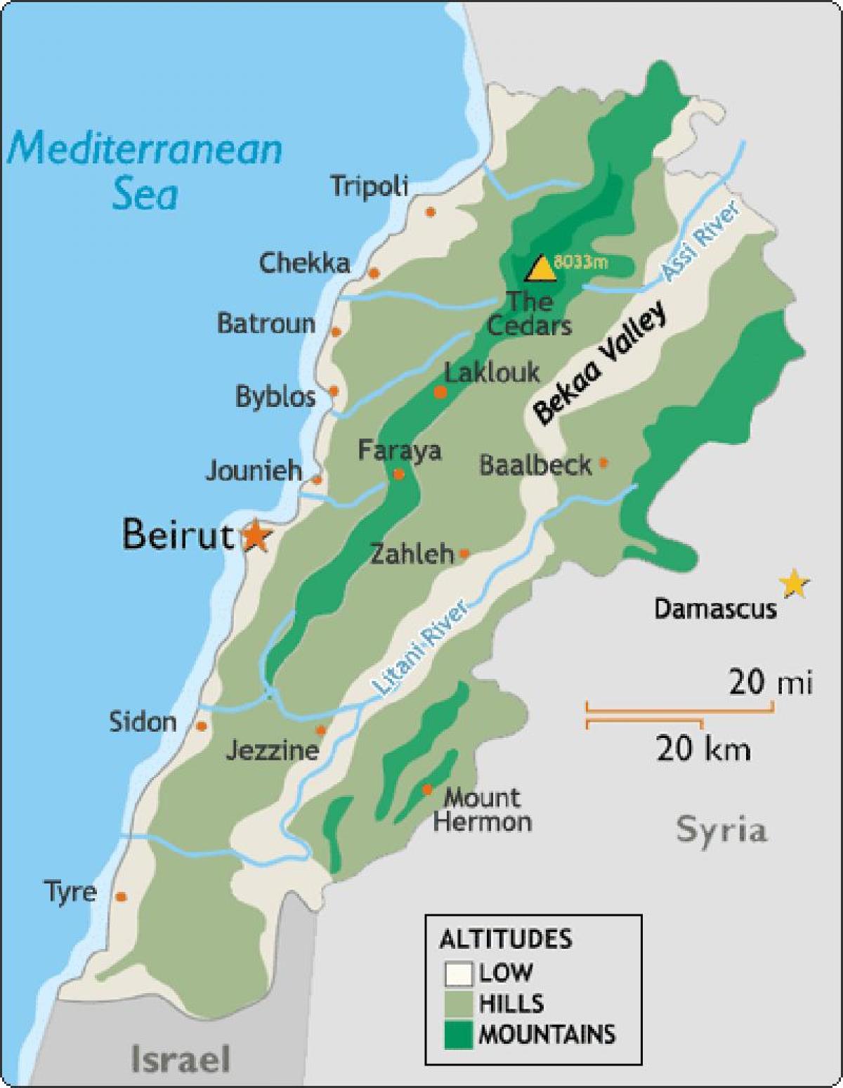 карта Лівану клімату